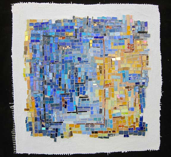 abstract mosaic blues-golds 