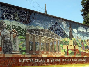 community mosaic in Xela, on walls of university