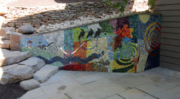 exterior retaining wall mosaic