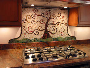kitchen backsplash mosaic tree of life after Klimt