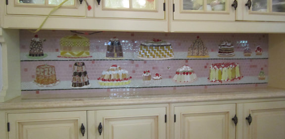 kitchen mosaic backsplash-cakes