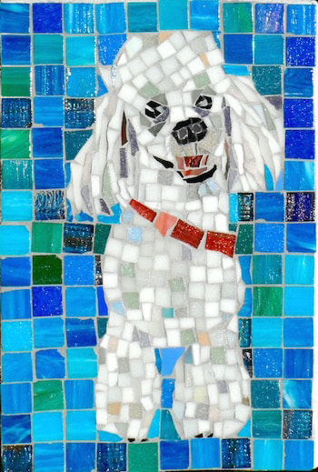 poodle portrait in mosaic