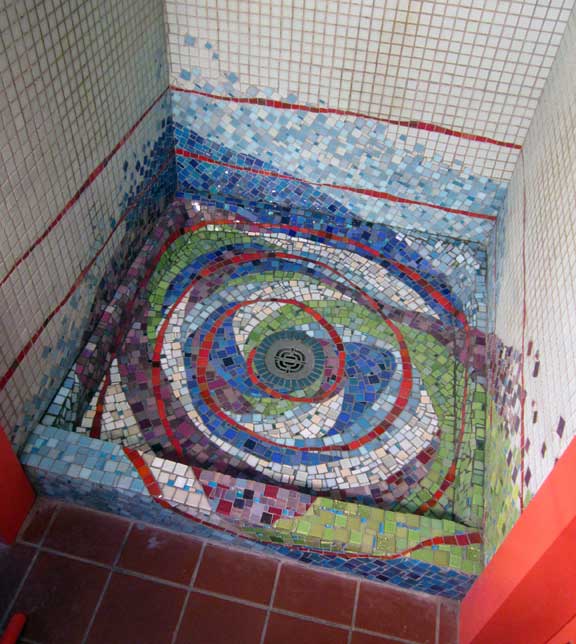 residential mosaics -  bathroom shower mosaic, abstract swirls