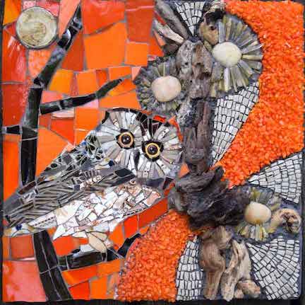 saw whet owl mosaic collaboration
