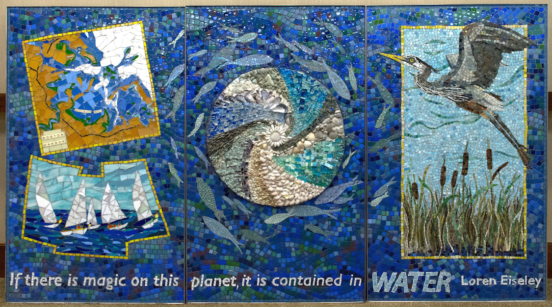 mosaic mural of water theme